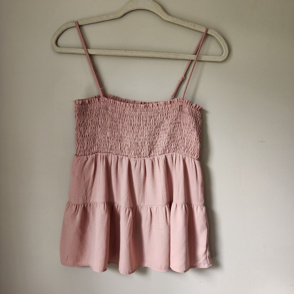 Paper Crane Blush Smocked Babydoll Cami